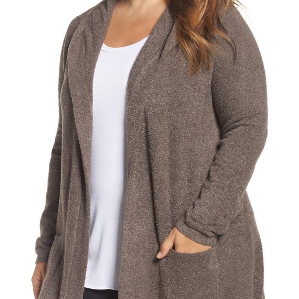 Barefoot Dreams bamboo chic lite ultra-soft cardigan brown wrap sweater - Picture 3 of 6